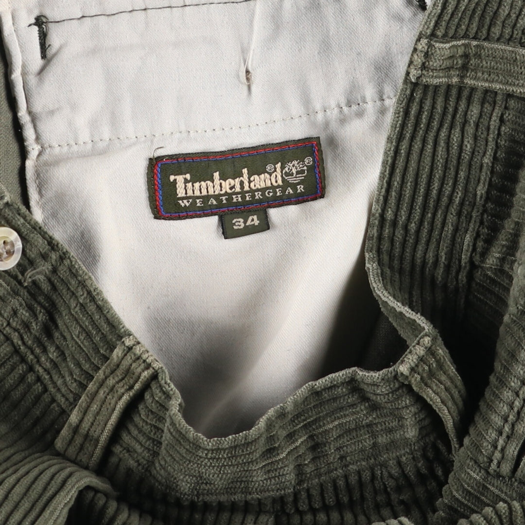 90'S Timberland WEATHERGEAR Wide Ribbed Two-Pleated Corduroy Pants Men's W34 Vintage /eaa510175