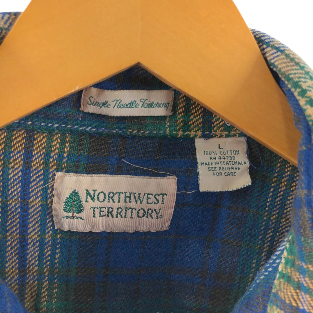 90'S Northwest Territory Ombre Check Long Sleeve Flannel Check Shirt Men's Size L Vintage /eaa510188