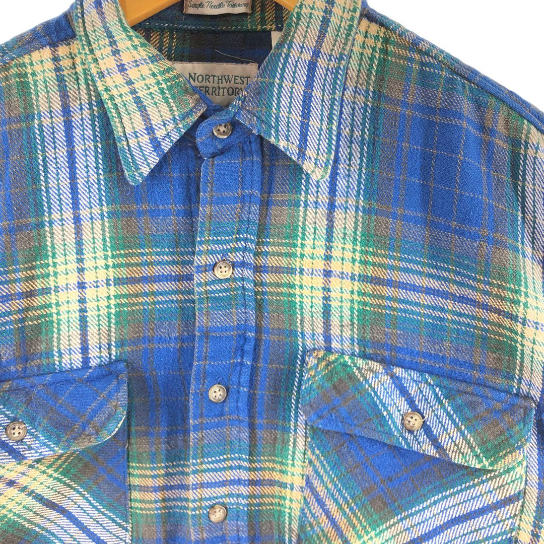 90'S Northwest Territory Ombre Check Long Sleeve Flannel Check Shirt Men's Size L Vintage /eaa510188