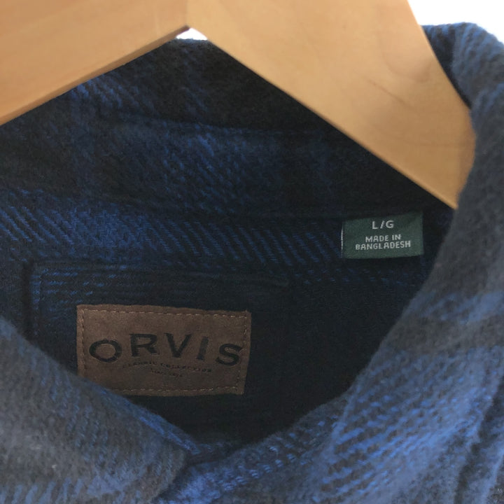 ORVIS Ombre Check Long Sleeve Heavy Flannel Check Shirt Men's L size / eaa510193