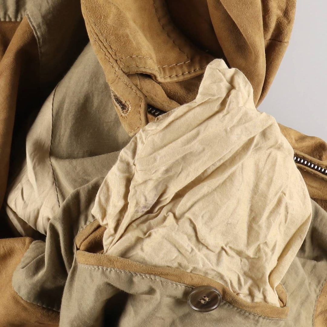 HUGO BOSS suede leather jacket, men's size L Genuine Leather Goatskin Camel type Vintage Second Hand