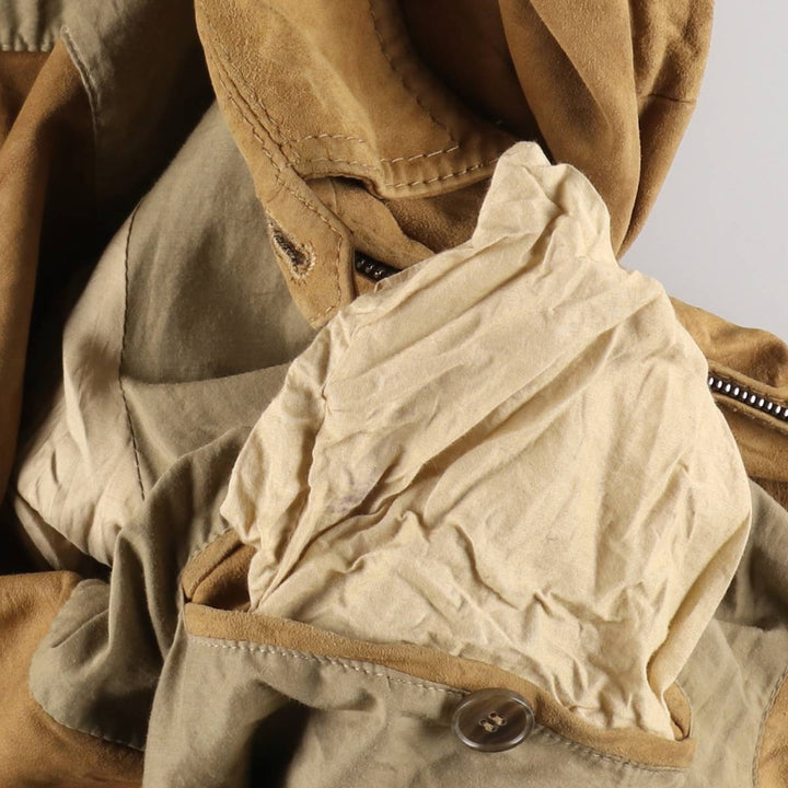 HUGO BOSS suede leather jacket, men's size L Genuine Leather Goatskin Camel type Vintage Second Hand