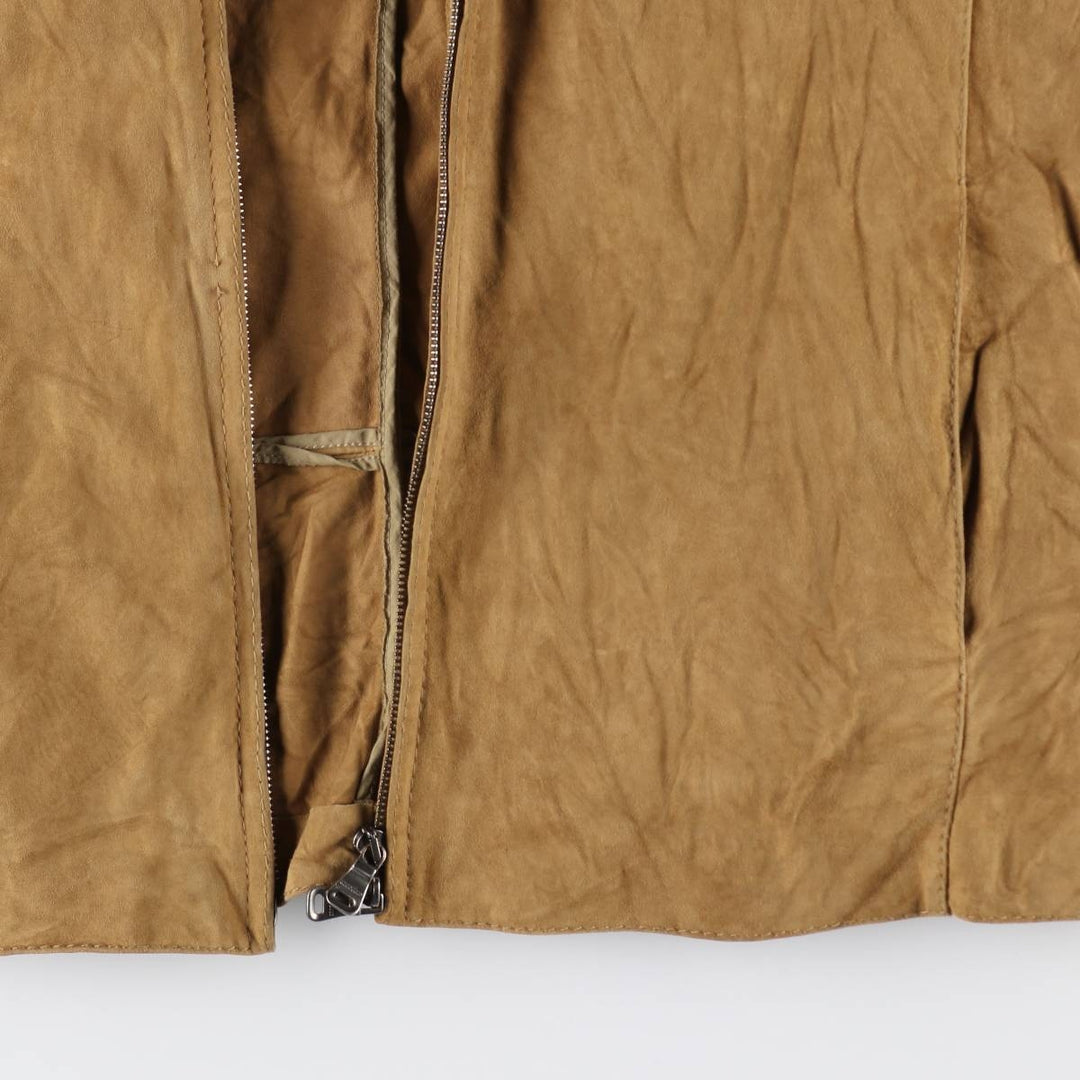 HUGO BOSS suede leather jacket, men's size L Genuine Leather Goatskin Camel type Vintage Second Hand