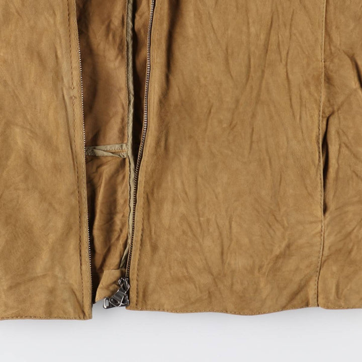 HUGO BOSS suede leather jacket, men's size L Genuine Leather Goatskin Camel type Vintage Second Hand