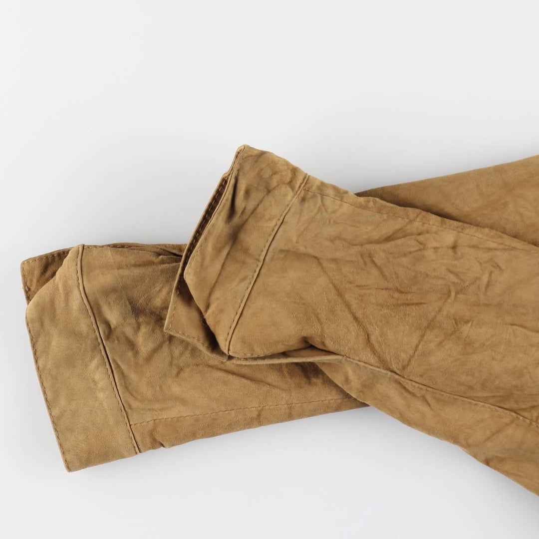 HUGO BOSS suede leather jacket, men's size L Genuine Leather Goatskin Camel type Vintage Second Hand