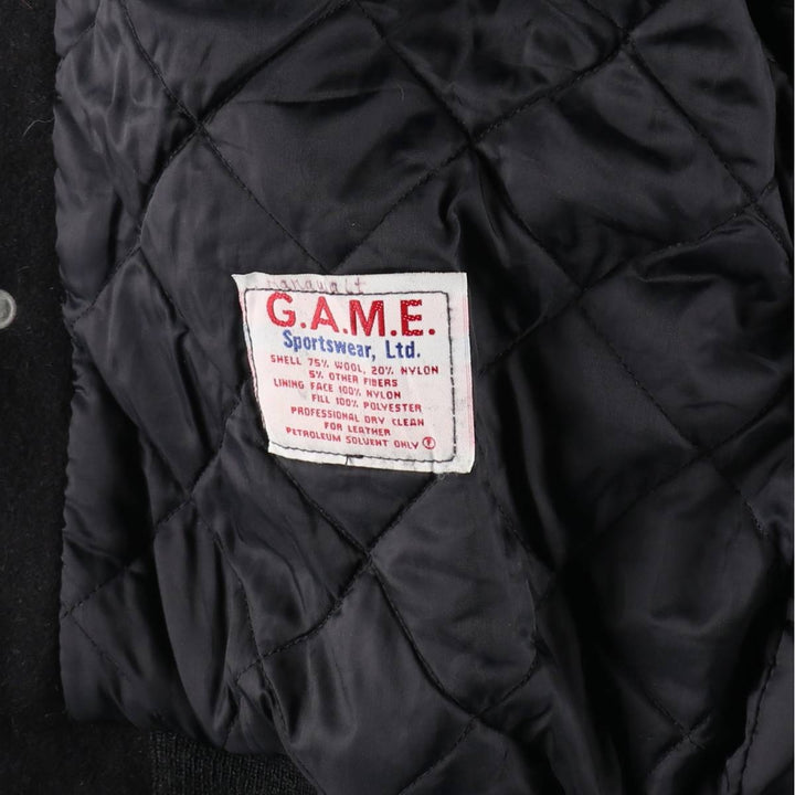 90'S GAME SPORTSWEAR Leather Sleeve Wool Button Varsity Jacket Made in USA Men's M Size Vintage /eaa510232