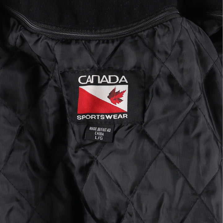 CANADA SPORTSWEAR Collared Leather Sleeve Wool Stadium Jacket Award Jacket Varsity Jacket Men's L size /eaa510241