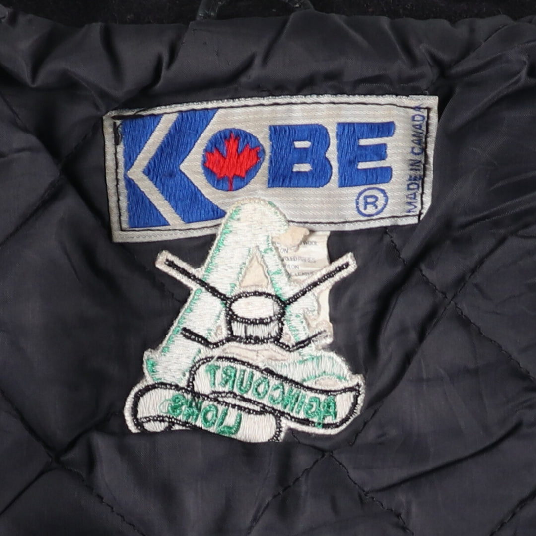 90'S KOBE Leather Sleeve Wool Varsity Jacket Award Jacket Varsity Jacket Made in Canada Men's L Size Vintage /eaa510247