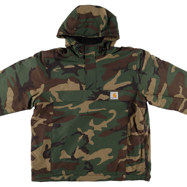 Carhartt NIMBUS PULLOVER Camouflage Pattern Woodland Camo Anorak Parka Men's L size / eaa510248