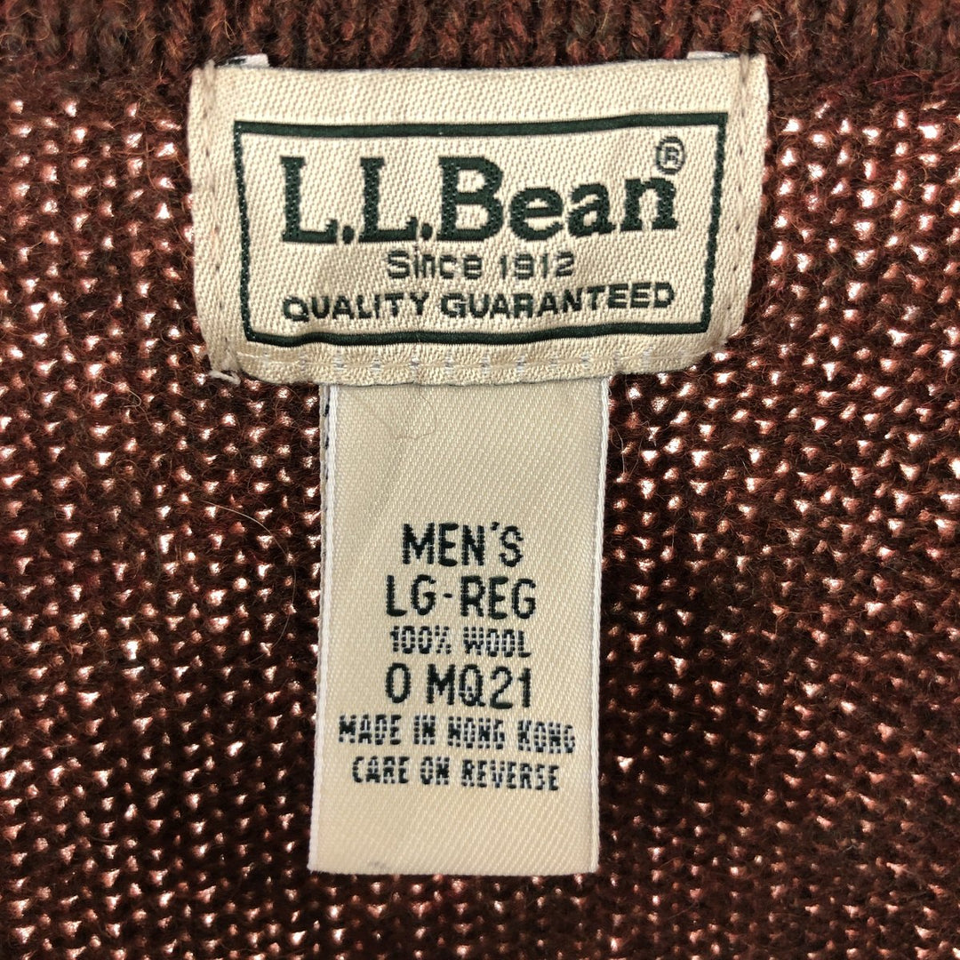 90'S LLBean wool knit sweater, men's size L, long sleeves, vintage /eaa510300