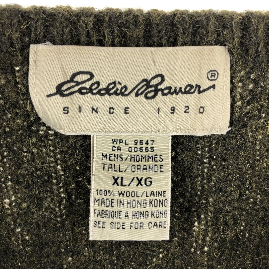 90'S Eddie Bauer Ribbed V-neck Wool Knit Vest Men's XL Size / eaa510304