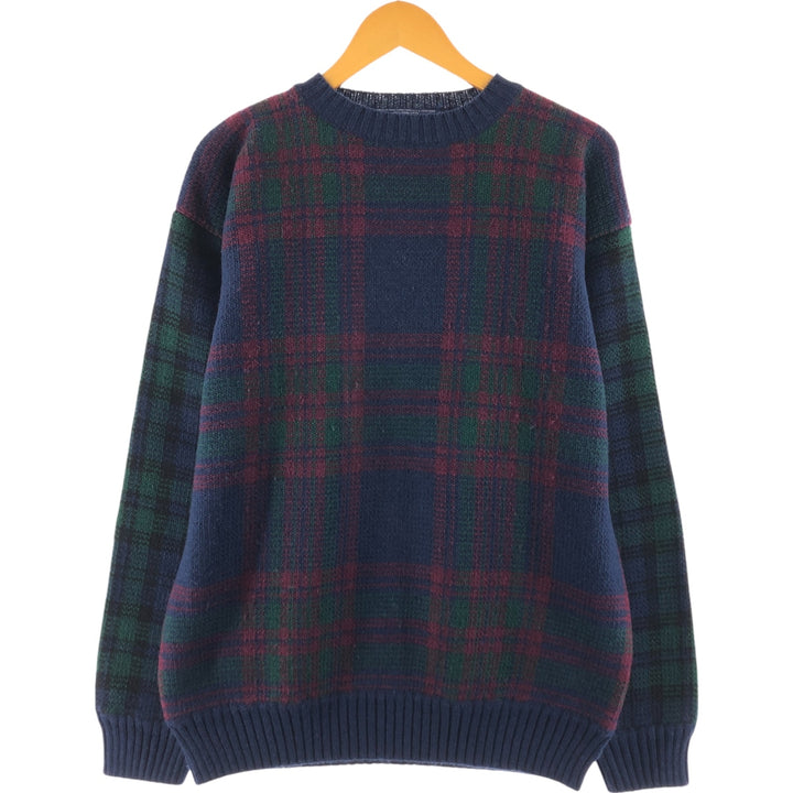 90s~ Tommy Hilfiger Tartan Check Wool Knit Sweater Men's M Size Vintage / eaa510307