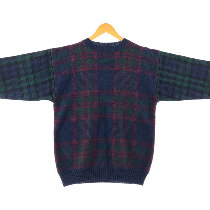 90s~ Tommy Hilfiger Tartan Check Wool Knit Sweater Men's M Size Vintage / eaa510307