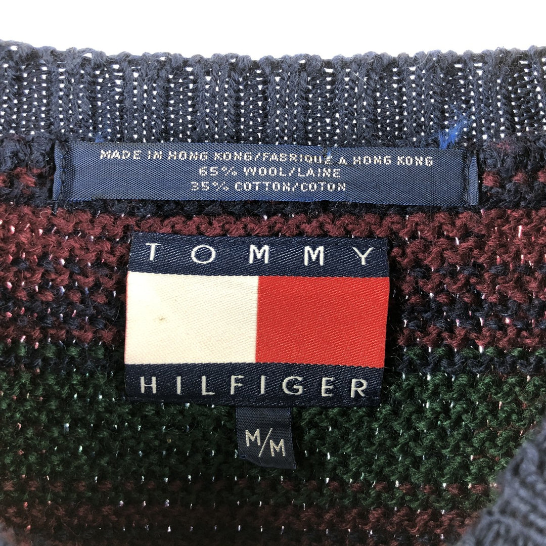 90s~ Tommy Hilfiger Tartan Check Wool Knit Sweater Men's M Size Vintage / eaa510307