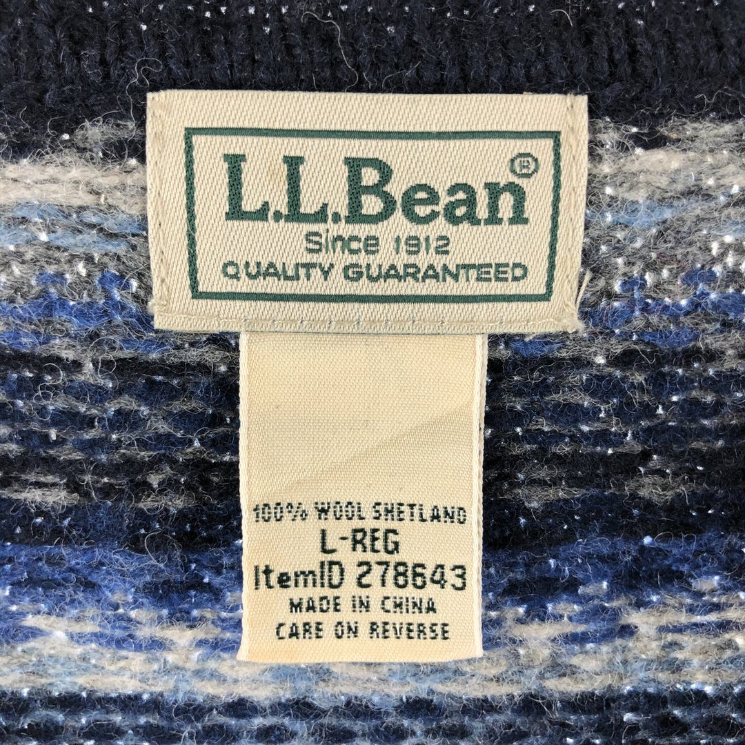 90'S LLBean all-over print V-neck cotton knit sweater, men's size L, vintage /eaa510308