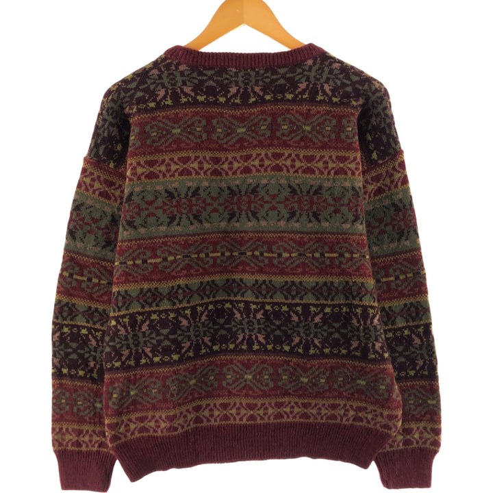 FOR SAIL Fair Isle Pattern All-over Wool Knit Sweater, Men's M Size /eaa510310