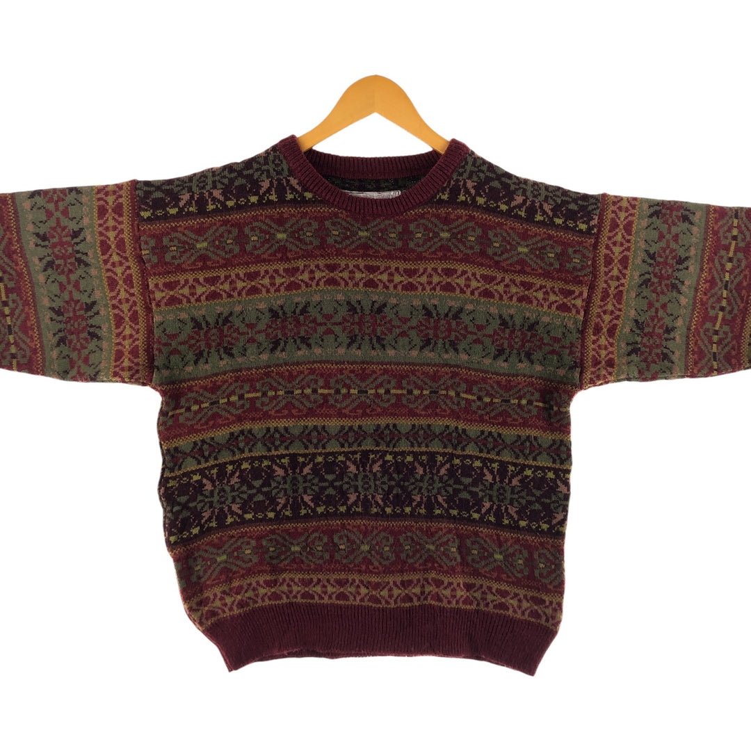 FOR SAIL Fair Isle Pattern All-over Wool Knit Sweater, Men's M Size /eaa510310