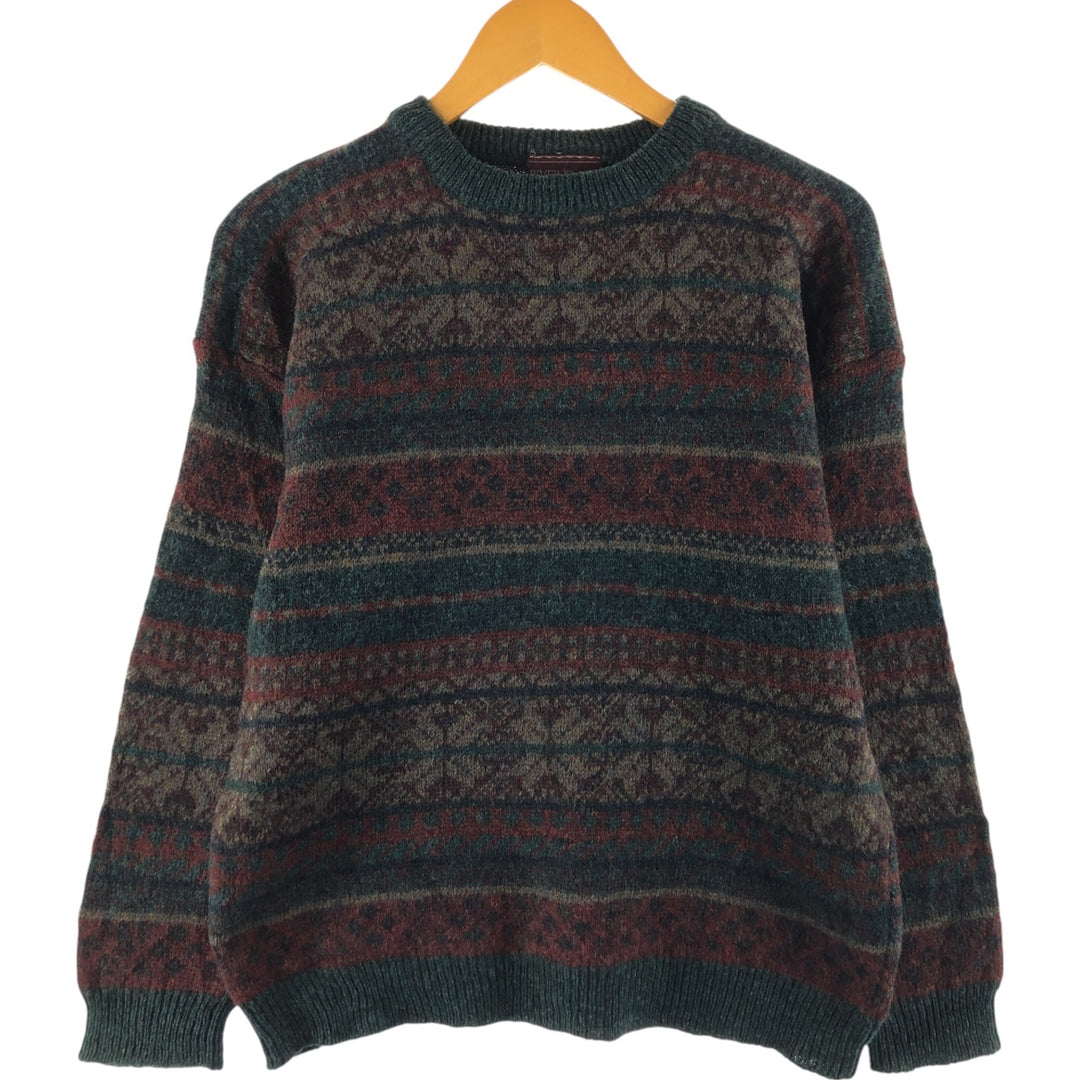 RIVER ISLAND all-over print wool knit sweater made in Mauritius, men's size L /eaa510311