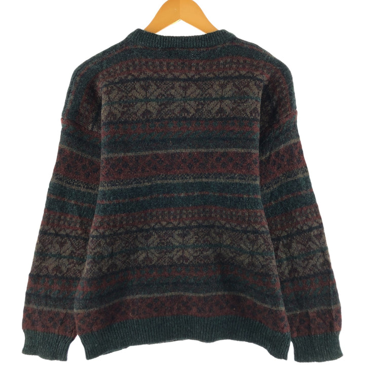 RIVER ISLAND all-over print wool knit sweater made in Mauritius, men's size L /eaa510311