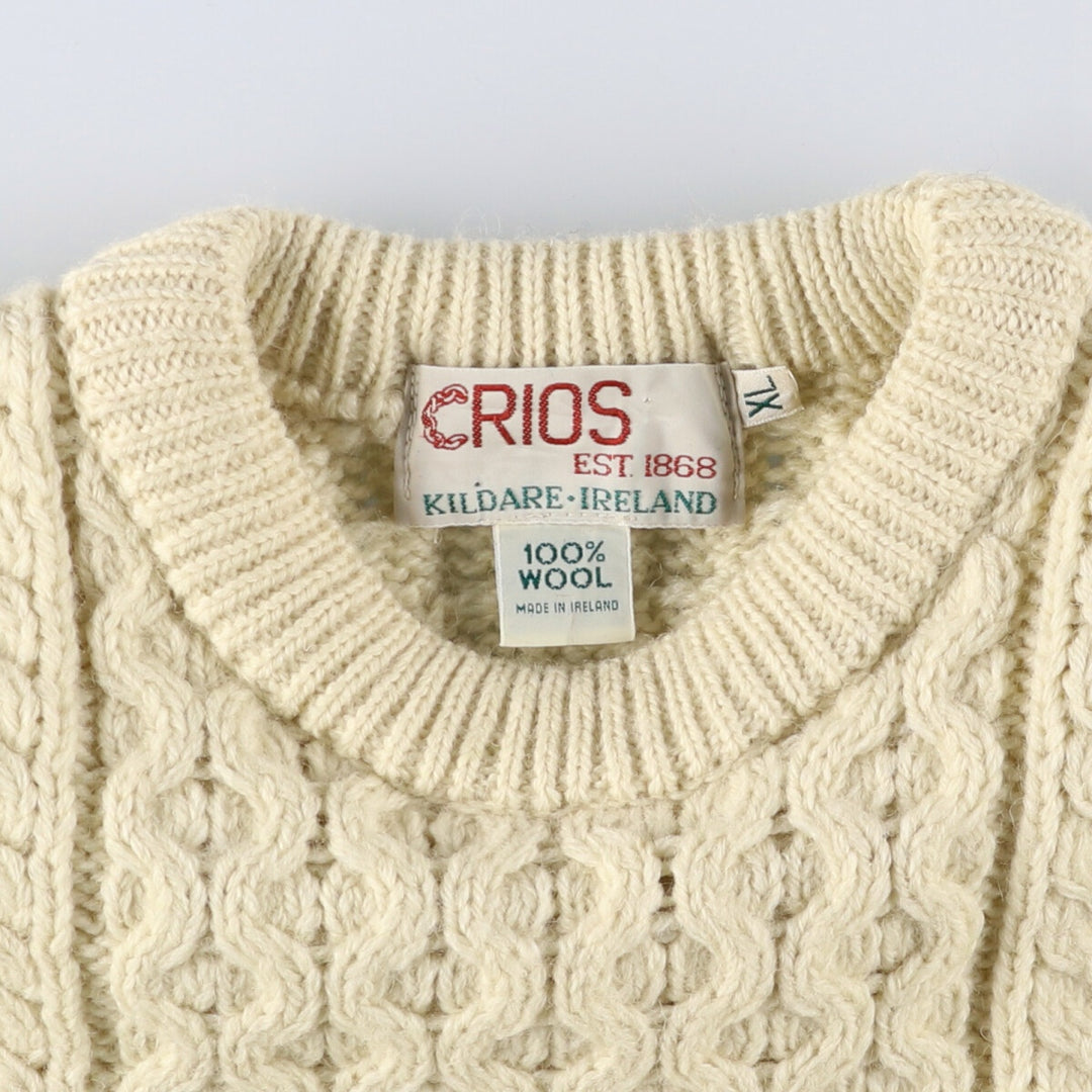 CRIOS Fisherman Aran Knit Sweater Made in Ireland Men's XL /eaa510317