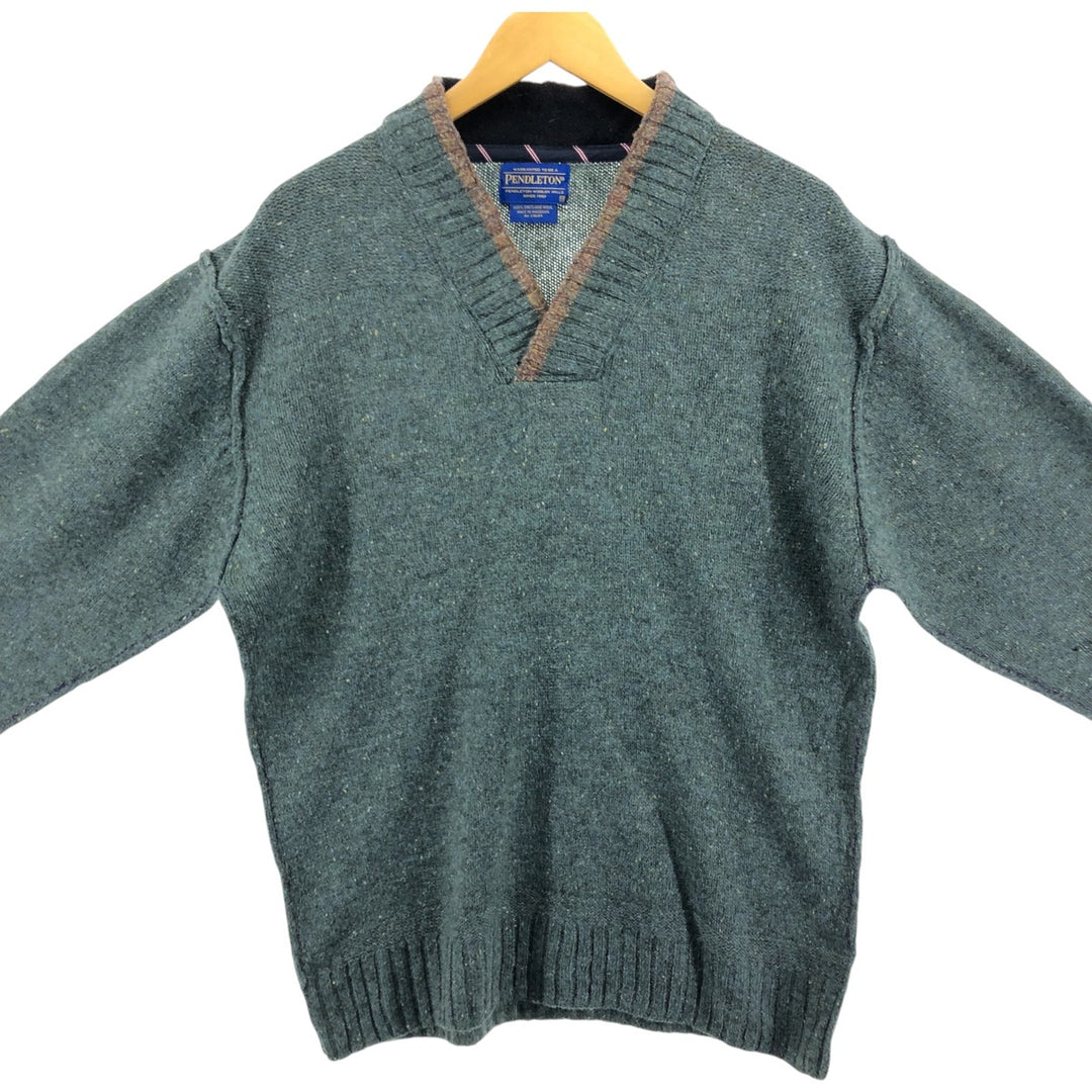 Pendleton Color Nep V-neck Wool Knit Sweater Men's M Size Vintage / eaa510334