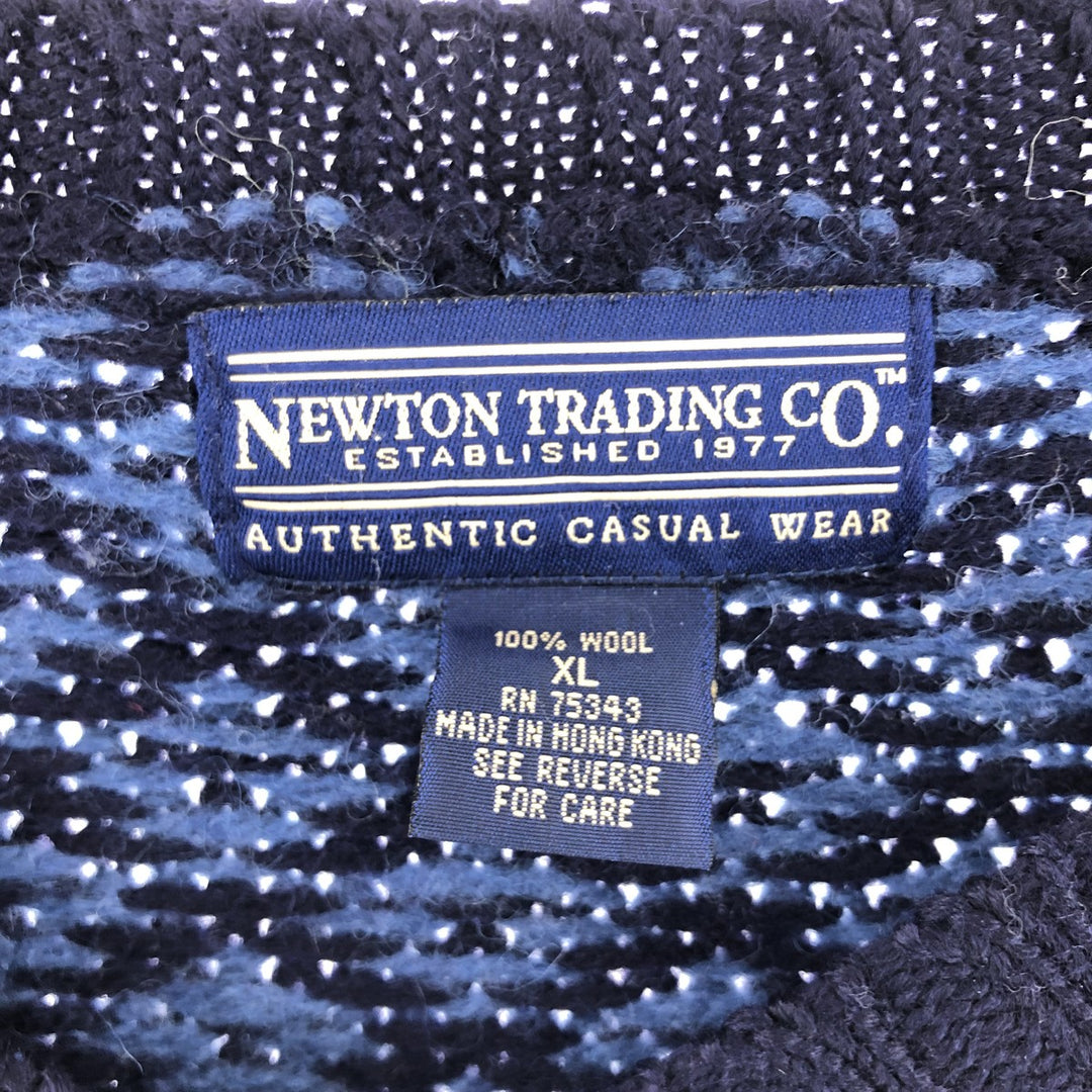 NEWTON TRADING CO. All-over print wool knit sweater, men's size XL / eaa510341