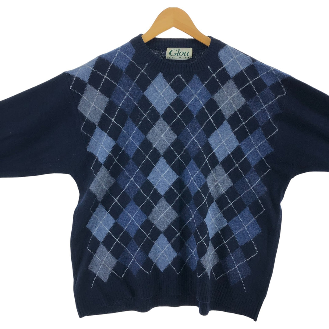 Glou Argyle Pattern Wool Knit Sweater Men's XXL /eaa510343