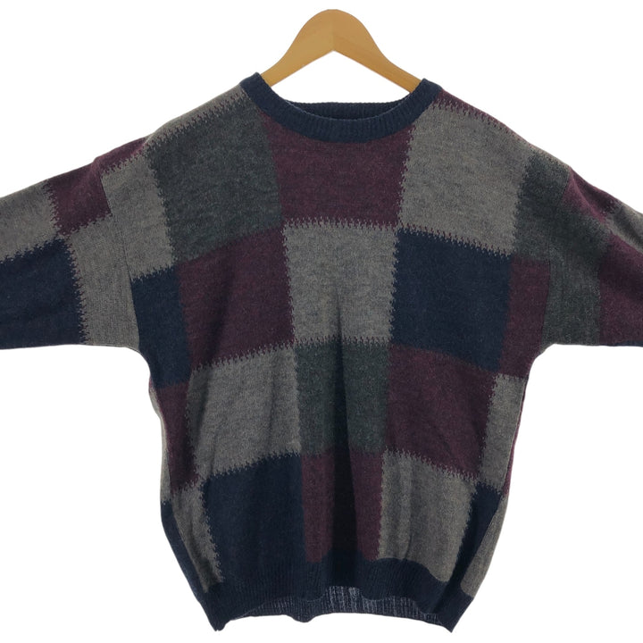 CORTINA Check Pattern Acrylic Knit Sweater Made in Italy Men's M size /eaa510349