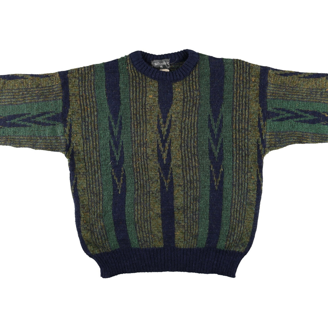 All-over print wool knit sweater made in France, men's size L /eaa510350