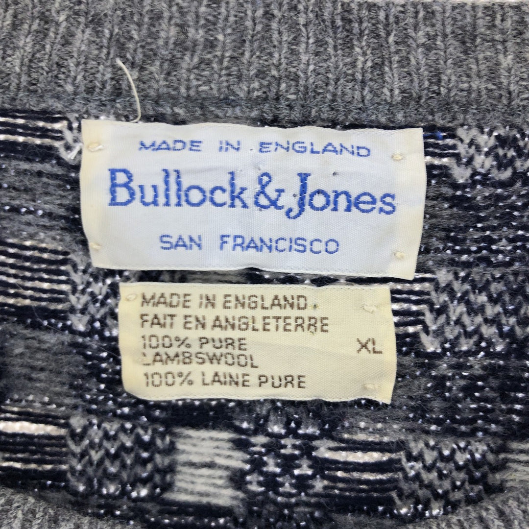 90'S Bullock and Jones all-over print wool knit sweater, made in the UK, men's XL size, vintage /eaa510355