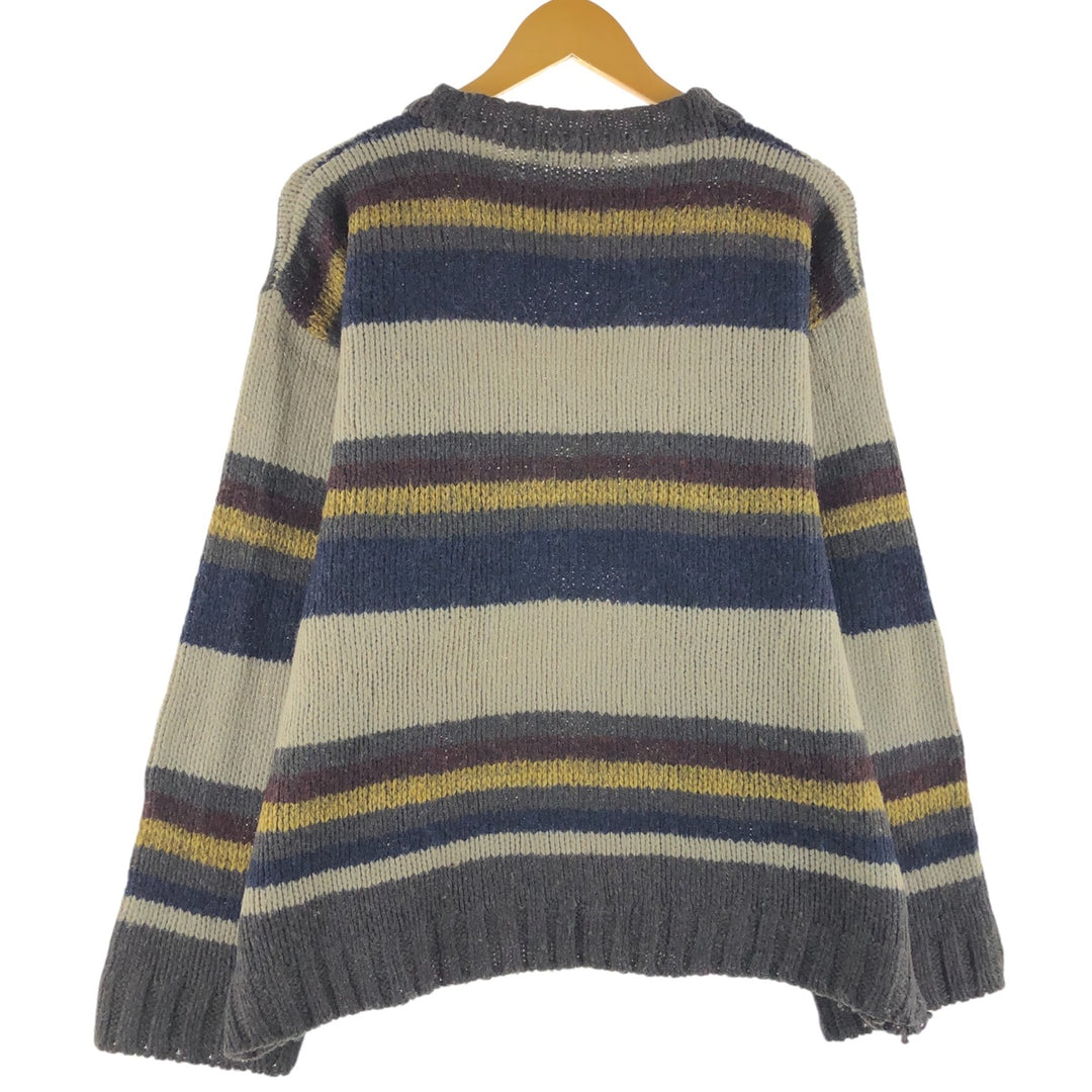 ICELAND Striped Pattern Knit Sweater Made in Italy Men's L Size Vintage /eaa510380