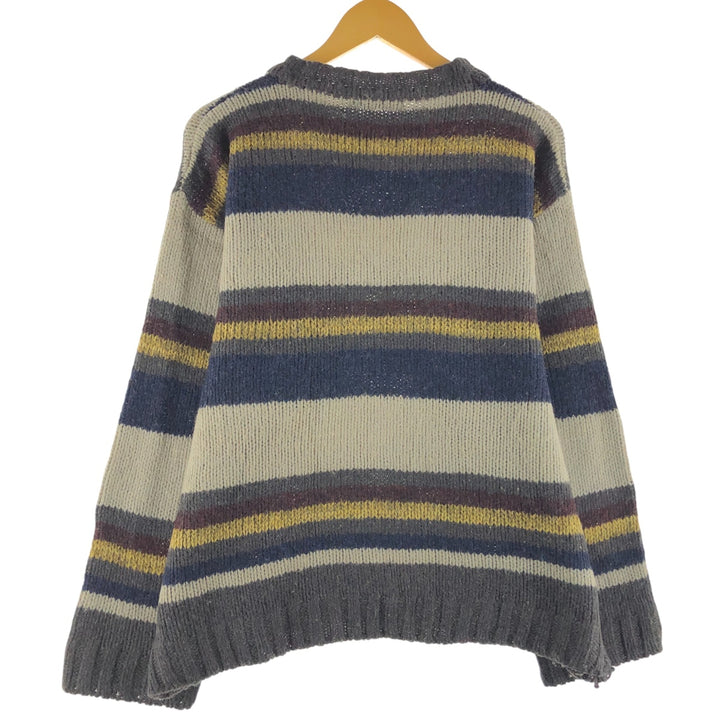 ICELAND Striped Pattern Knit Sweater Made in Italy Men's L Size Vintage /eaa510380