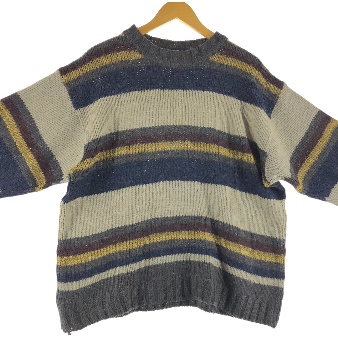 ICELAND Striped Pattern Knit Sweater Made in Italy Men's L Size Vintage /eaa510380