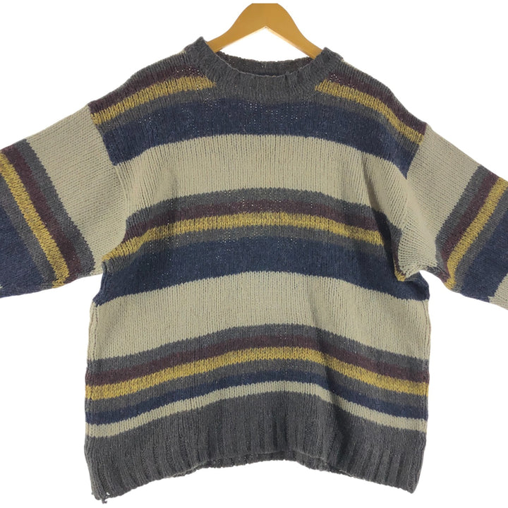 ICELAND Striped Pattern Knit Sweater Made in Italy Men's L Size Vintage /eaa510380