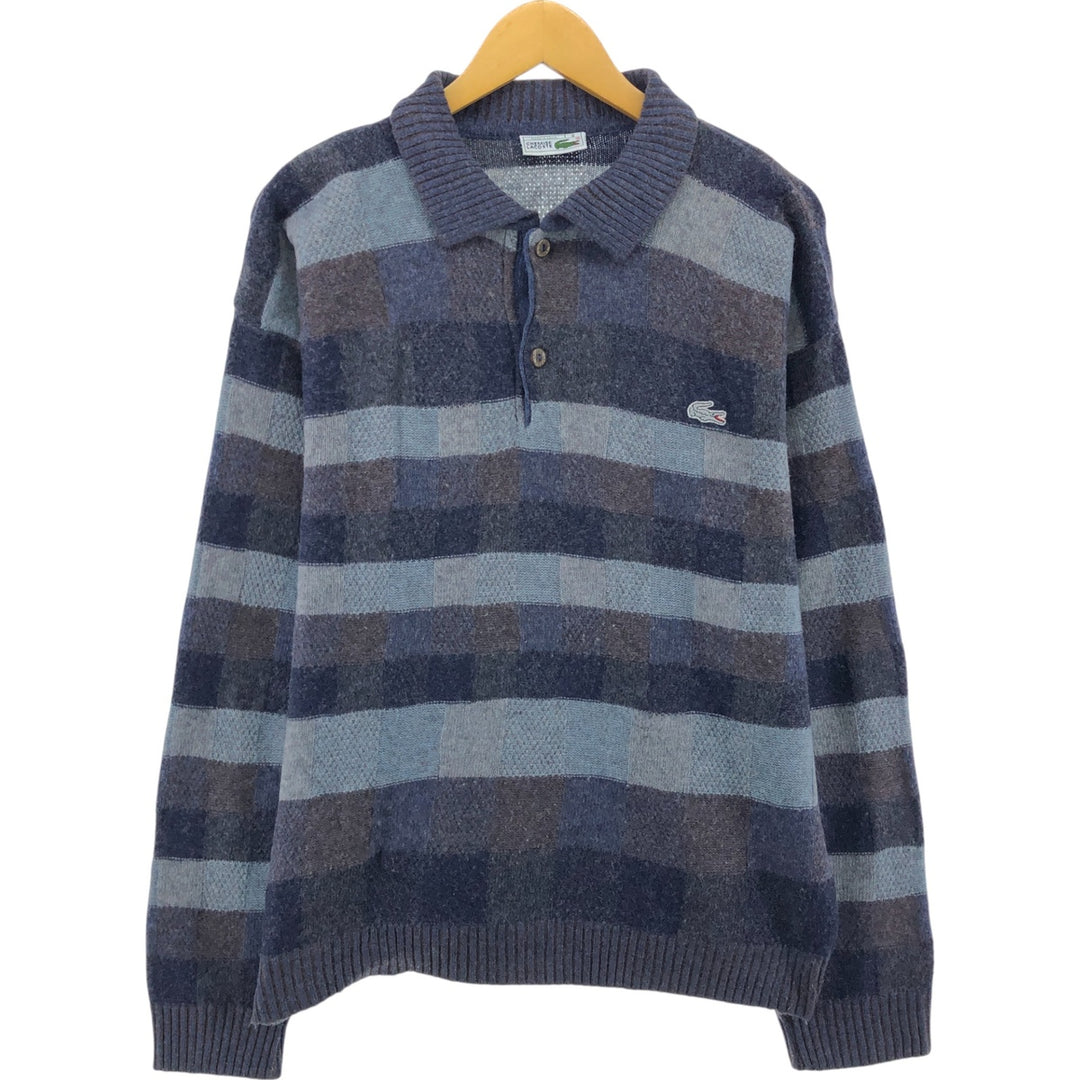 LACOSTE All-over print polo knit sweater, Made in Spain, Size 6, Men's XL / eaa510382