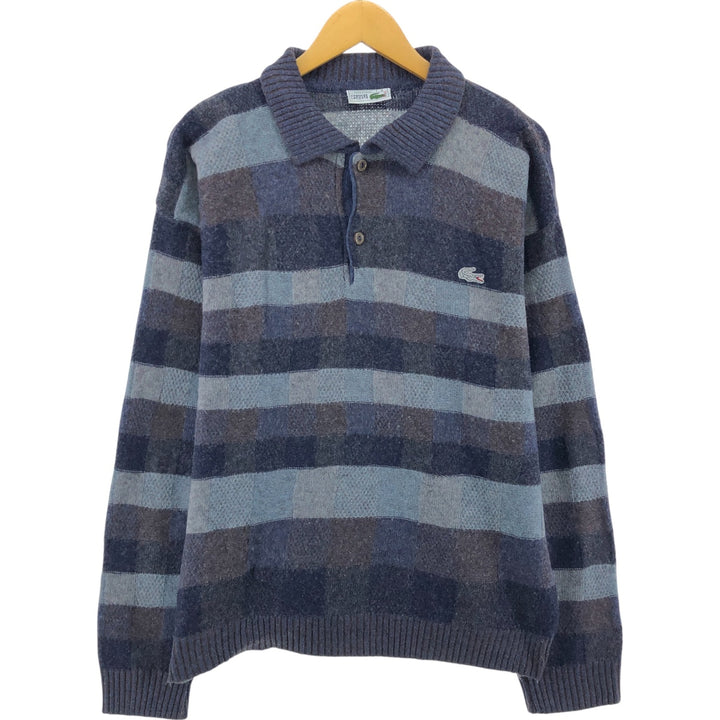 LACOSTE All-over print polo knit sweater, Made in Spain, Size 6, Men's XL / eaa510382