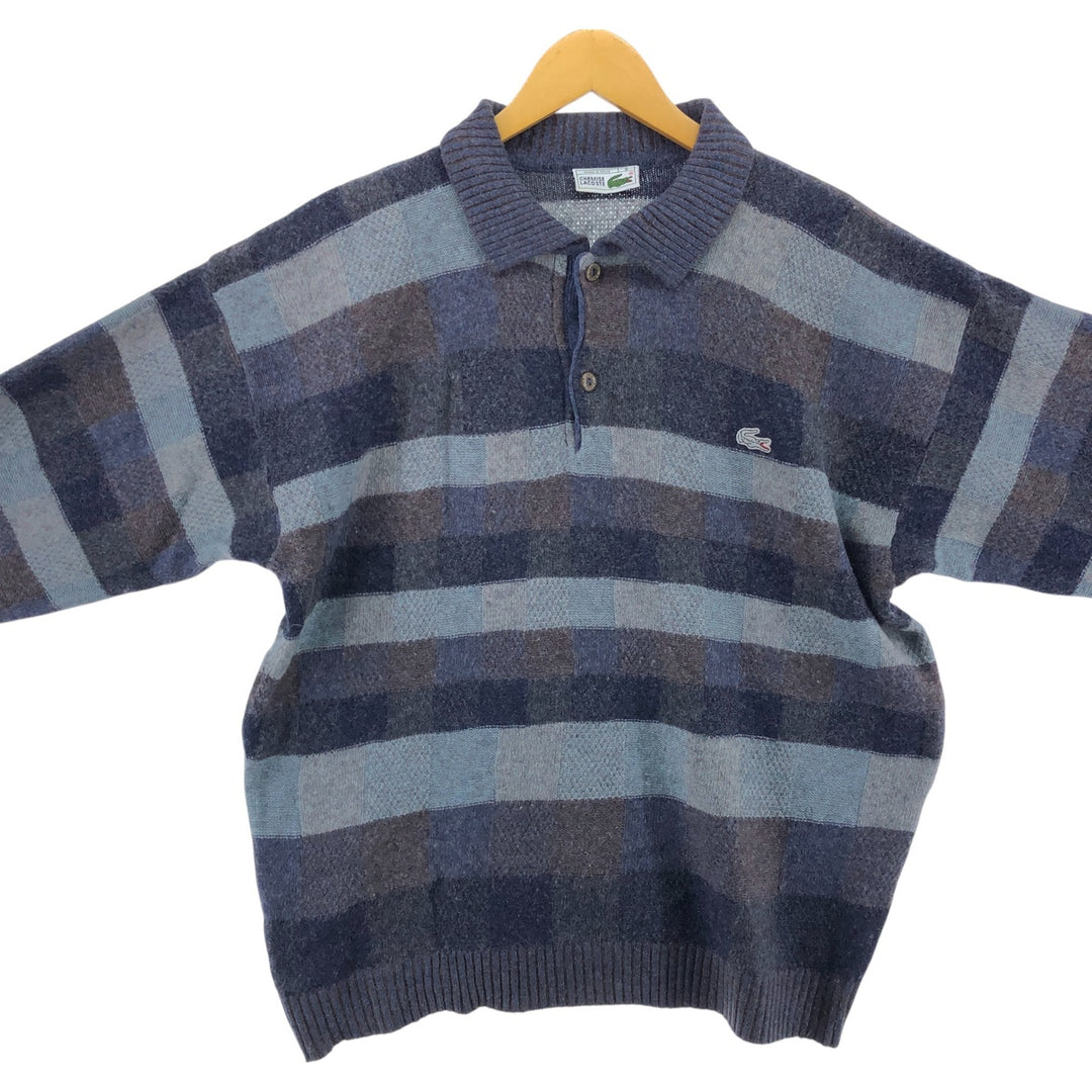 LACOSTE All-over print polo knit sweater, Made in Spain, Size 6, Men's XL / eaa510382