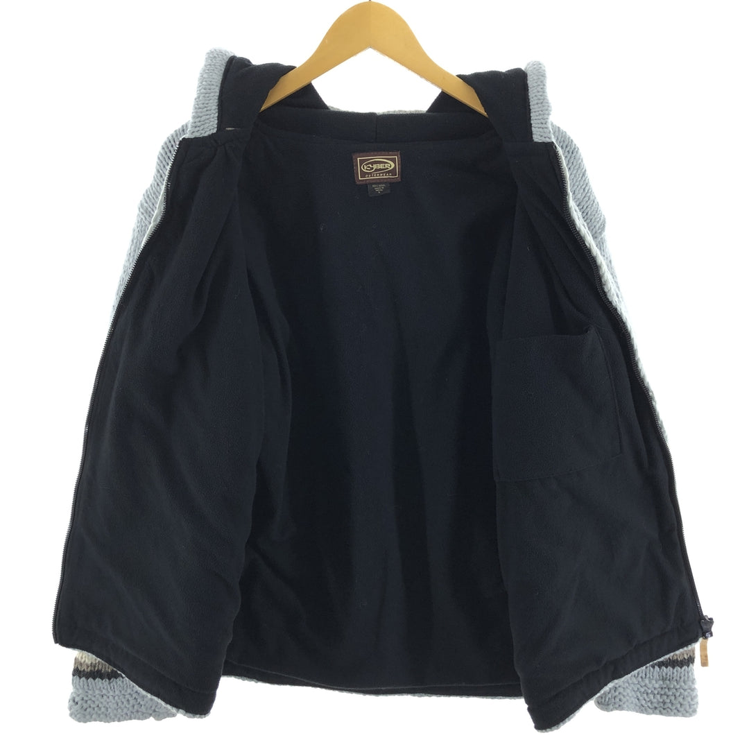 KYBER all-over print wool knit full zip sweater made in Nepal, men's size L /eaa510392