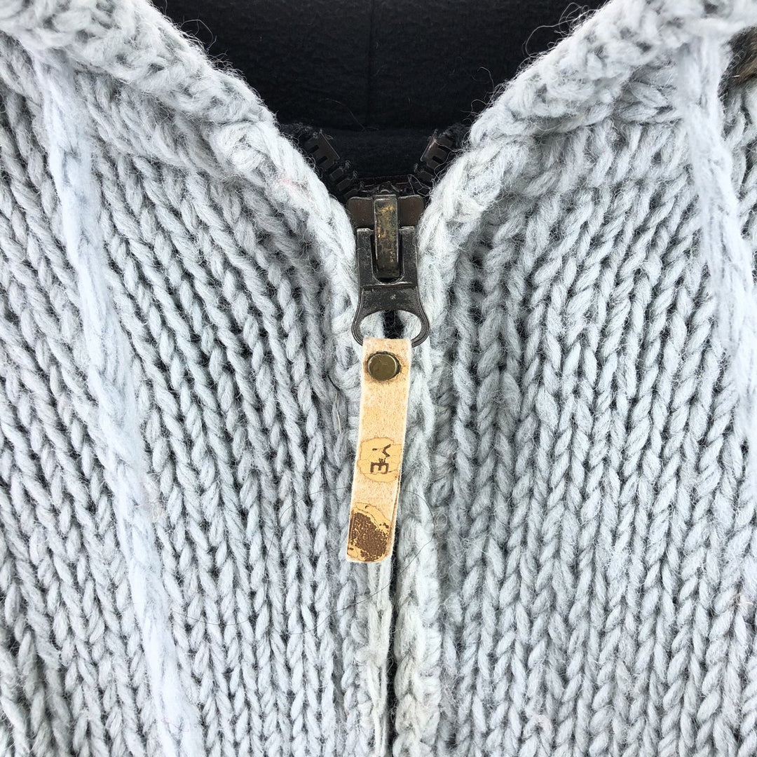 KYBER all-over print wool knit full zip sweater made in Nepal, men's size L /eaa510392