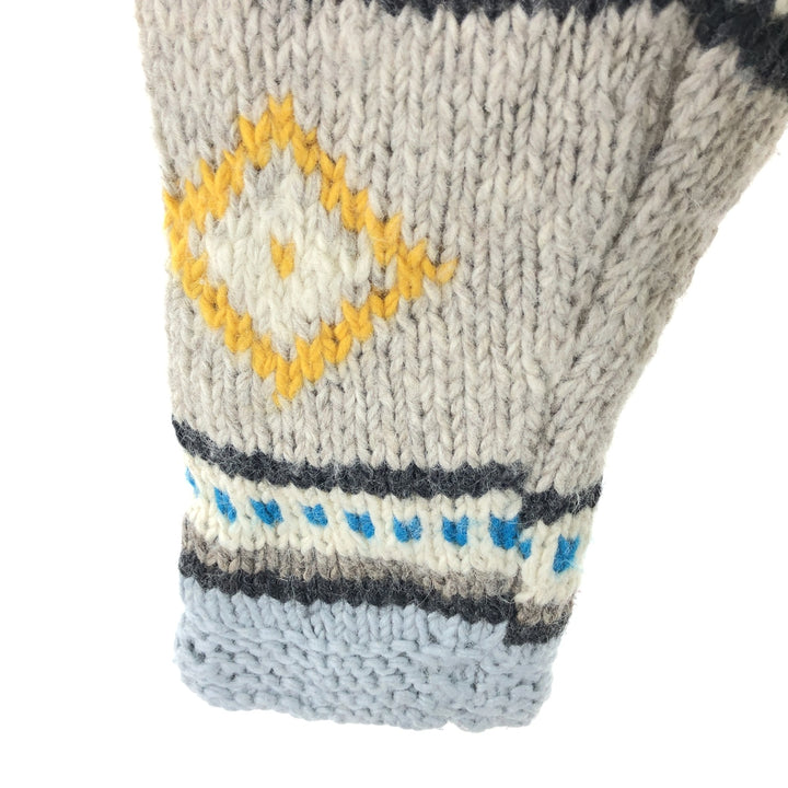 KYBER all-over print wool knit full zip sweater made in Nepal, men's size L /eaa510392