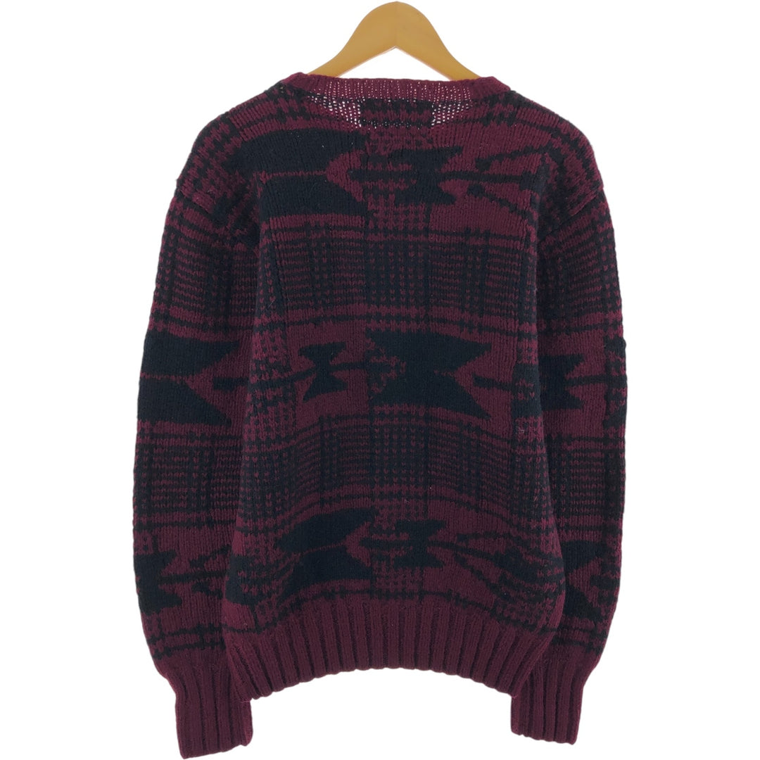 Ralph Lauren HAND KNIT hand knit all-over pattern wool knit sweater men's size M / eaa510394