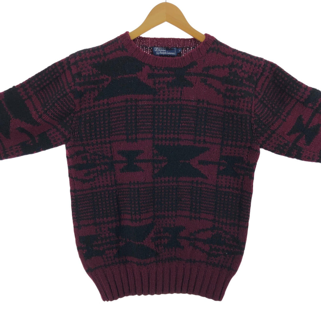 Ralph Lauren HAND KNIT hand knit all-over pattern wool knit sweater men's size M / eaa510394