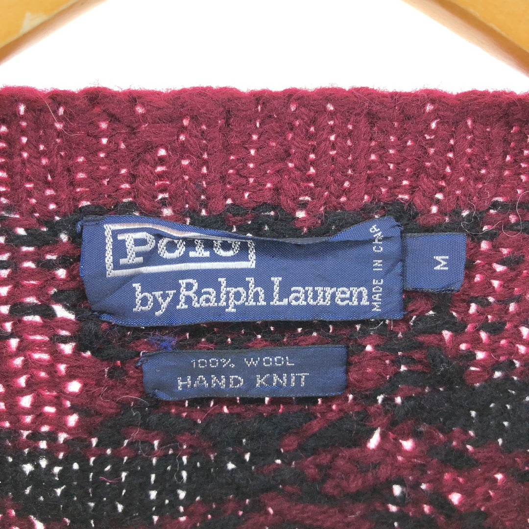 Ralph Lauren HAND KNIT hand knit all-over pattern wool knit sweater men's size M / eaa510394