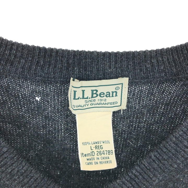 90s~00'S LLBean V-neck Lambswool Knit Sweater Men's Size L Vintage /eaa510597