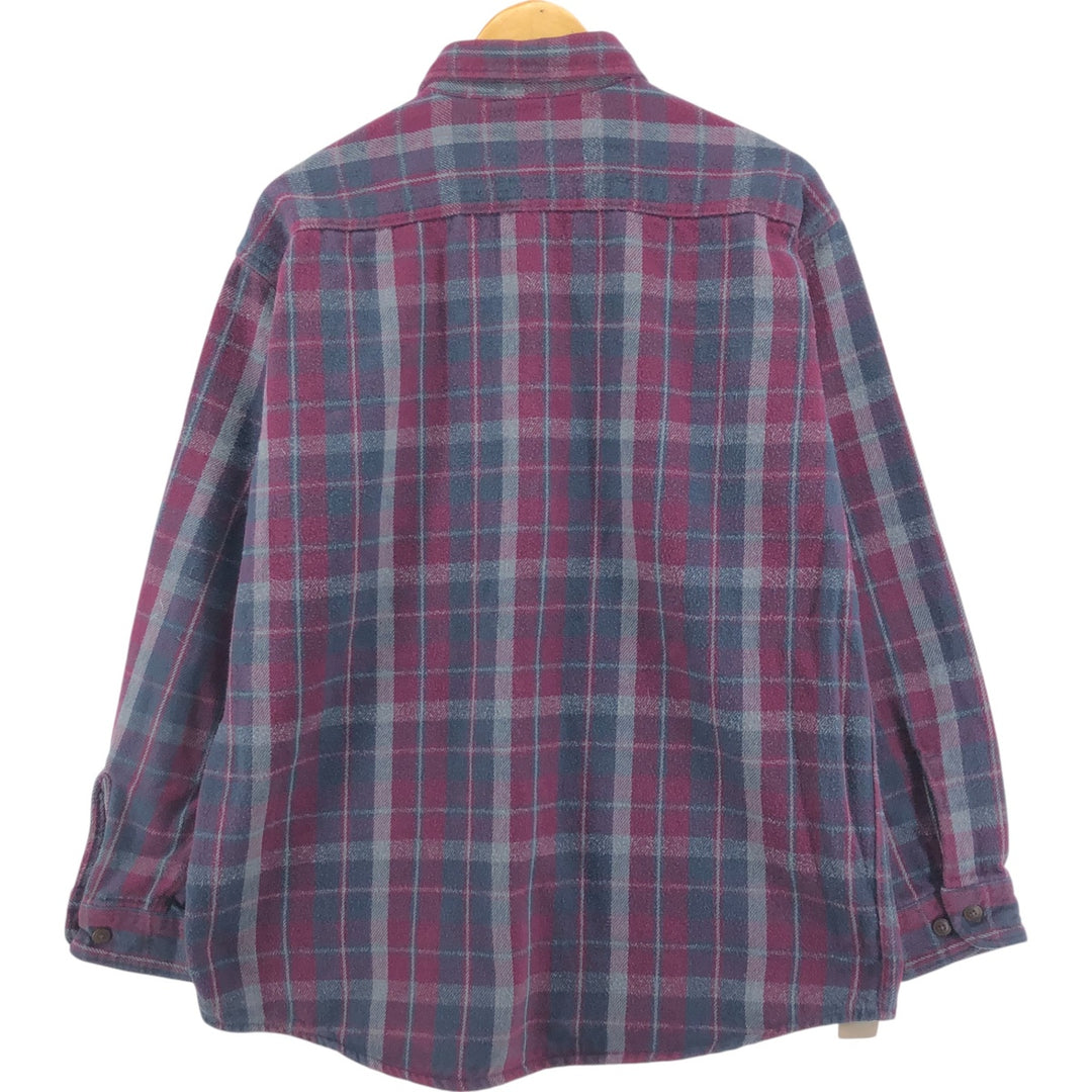 90s~00'S St. John's Bay Long Sleeve Heavy Flannel Check Shirt Men's Size L Vintage /eaa510605