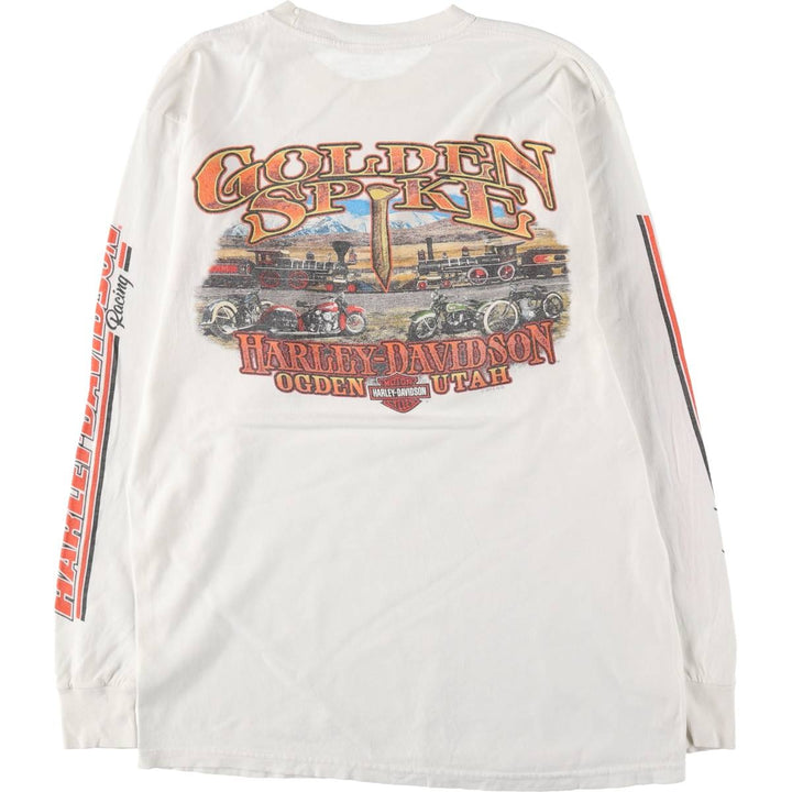 Harley-Davidson Long Sleeve T-Shirt, Men's Size S unclear white type Vintage Second Hand