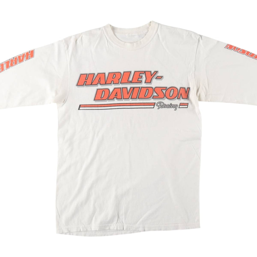 Harley-Davidson Long Sleeve T-Shirt, Men's Size S unclear white type Vintage Second Hand