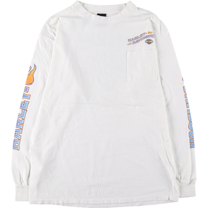 00'S Harley-Davidson Long Sleeve T-Shirt Made in USA Men's Size L cotton white type Vintage Second Hand