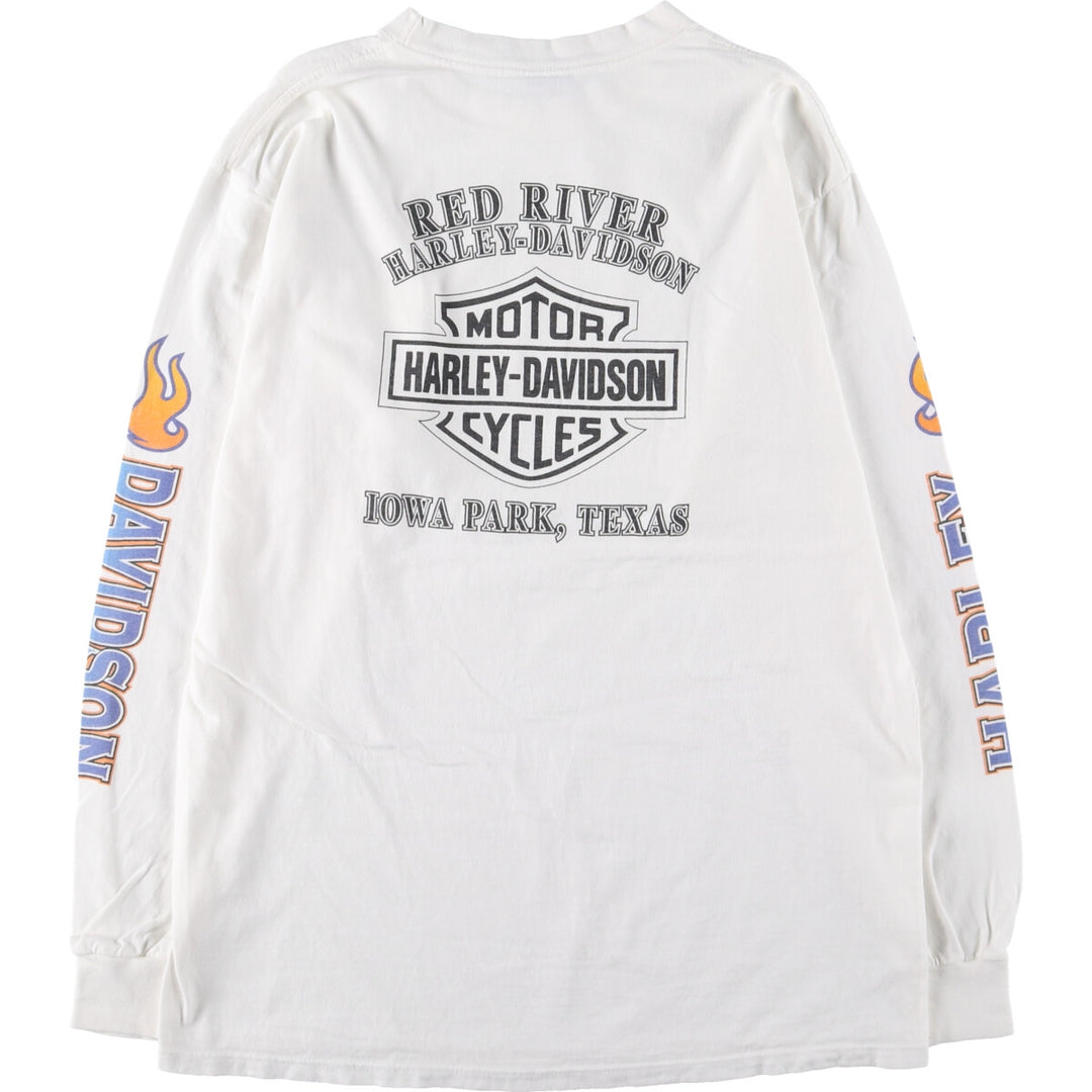 00'S Harley-Davidson Long Sleeve T-Shirt Made in USA Men's Size L cotton white type Vintage Second Hand