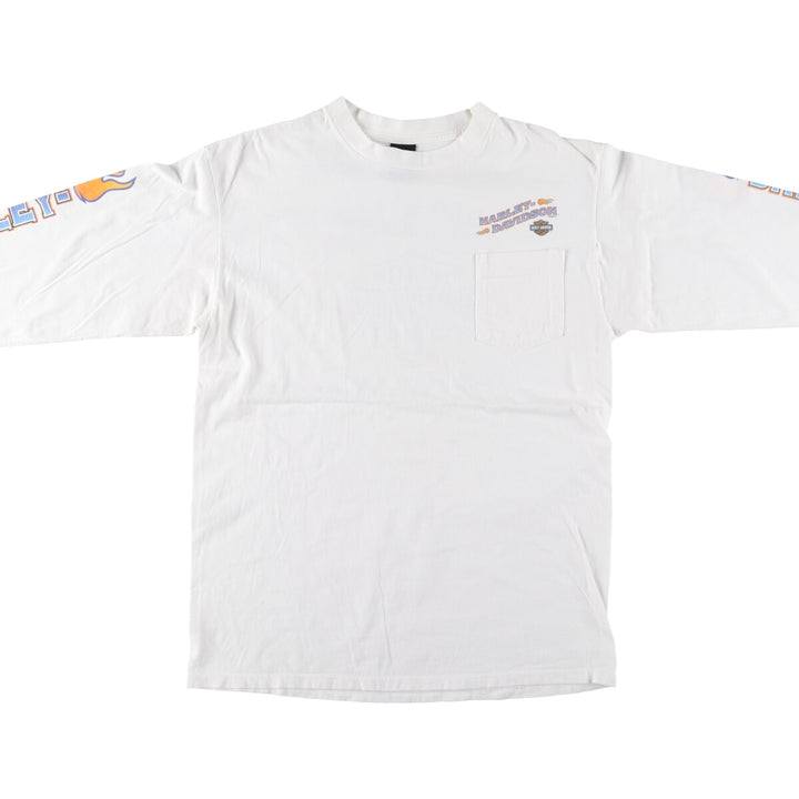 00'S Harley-Davidson Long Sleeve T-Shirt Made in USA Men's Size L cotton white type Vintage Second Hand